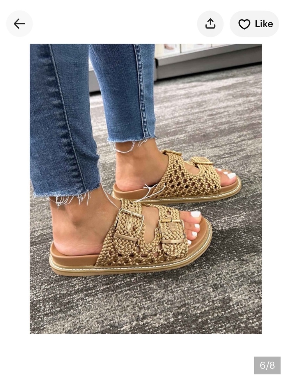 Universal Thread Tan Crochet Double-Buckle Slide Sandals